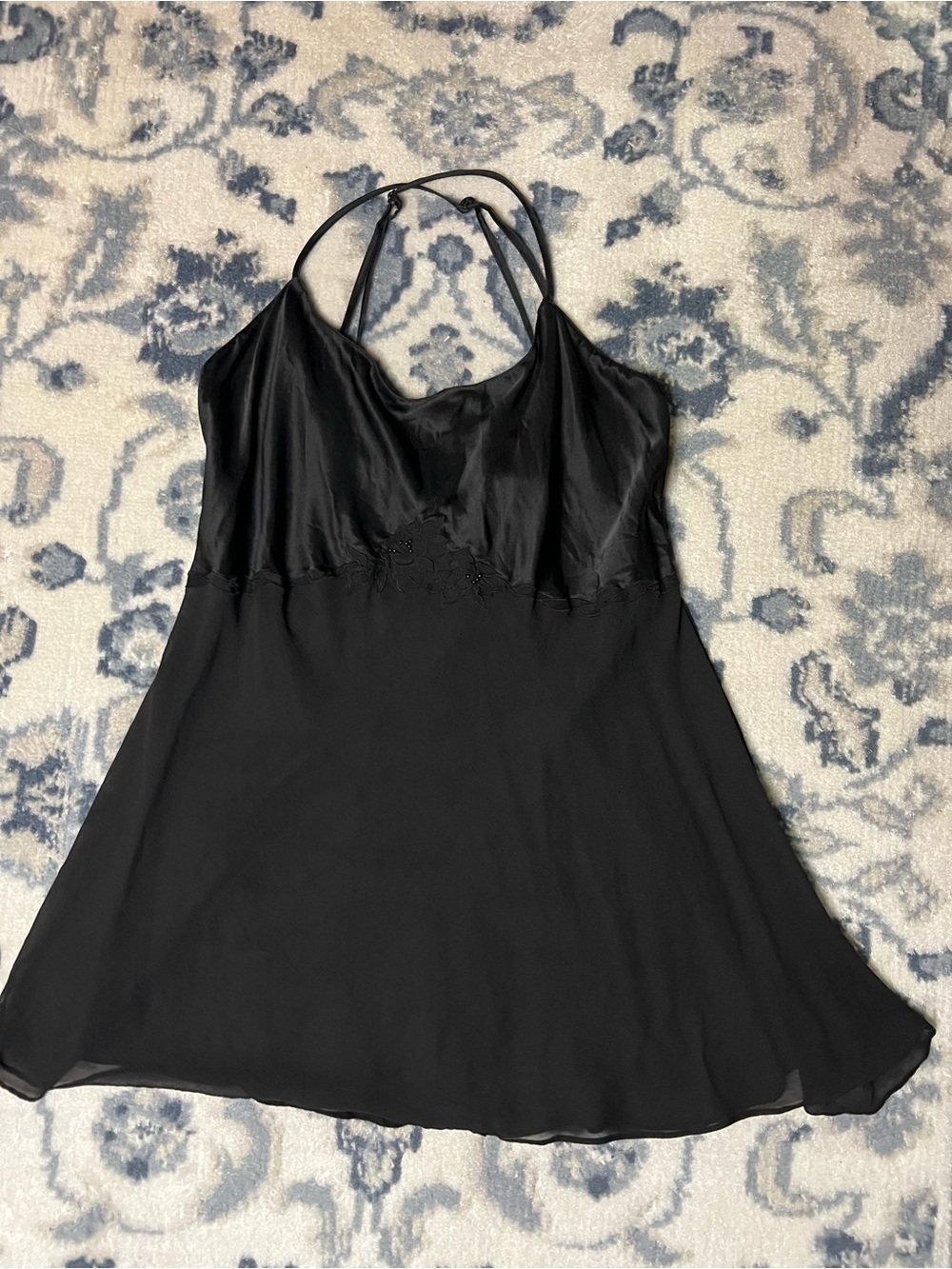 Black Silk & Chiffon Slip Dress - Women Intimates